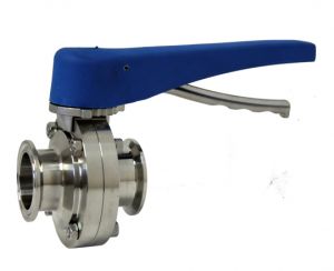 1.5" Tri-Clamp Butterfly Valve, Squeeze Trigger